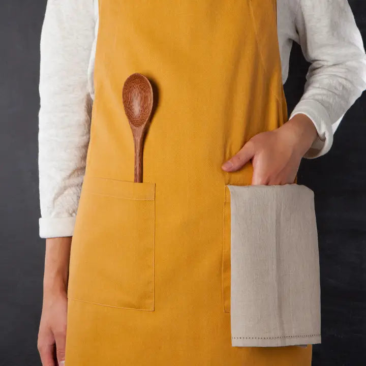Stonewashed Cotton Apron with Pockets