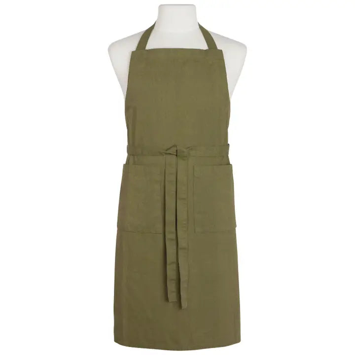 Stonewashed Cotton Apron with Pockets