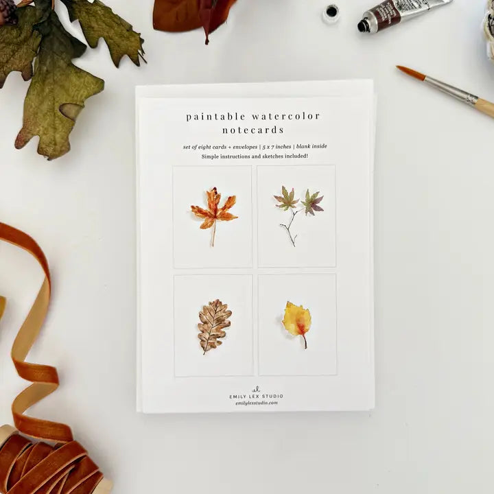 Paintable Notecard - Fall Leaves