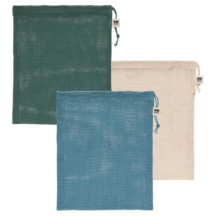 Cotton Mesh Produce Bag Set - Blues