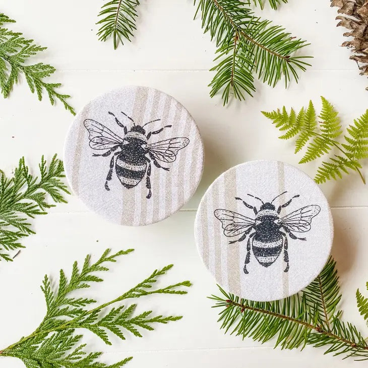 Organic Cotton Mason Jar Covers - Set of 2 Bees