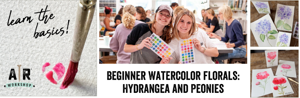 Watercolor Wednesdays- Hydrangeas & Peonies - all skill levels 4/15
