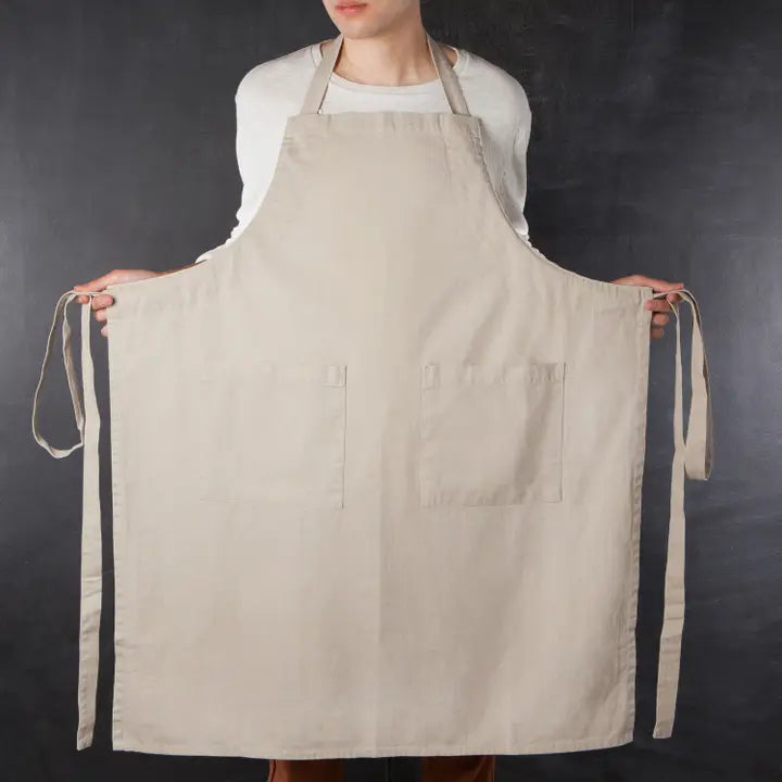 Stonewashed Cotton Apron with Pockets