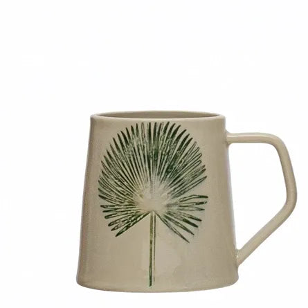 Stoneware Mug with Debossed Leaf - 4 Styles