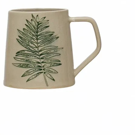 Stoneware Mug with Debossed Leaf - 4 Styles
