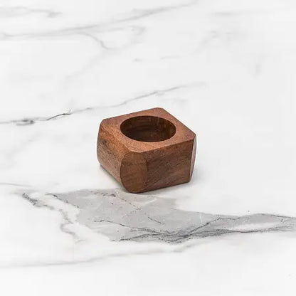 Wooden Square Napkin Ring - Set 4