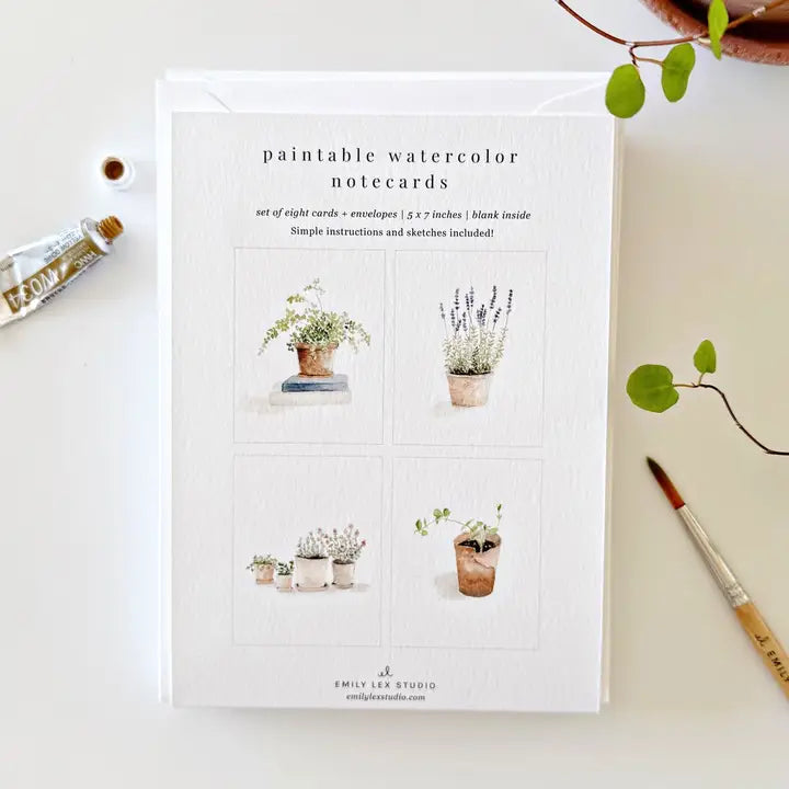 Paintable Notecard - Potted Plants