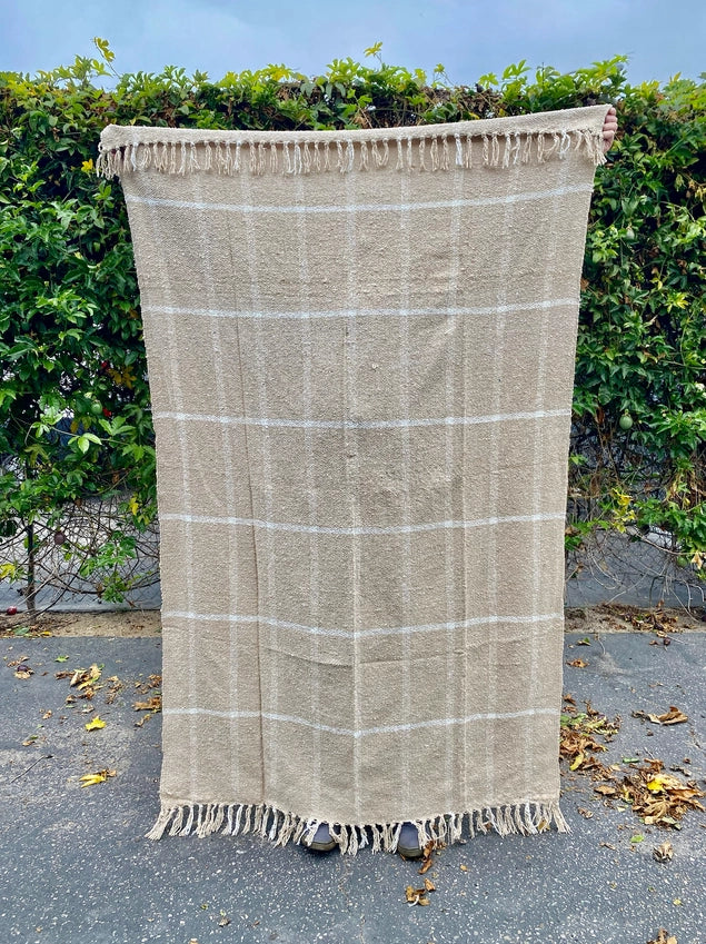 Sustainable Recycled Throw Blanket - Dune Plaid