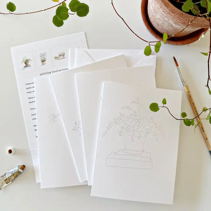 Paintable Notecard - Potted Plants