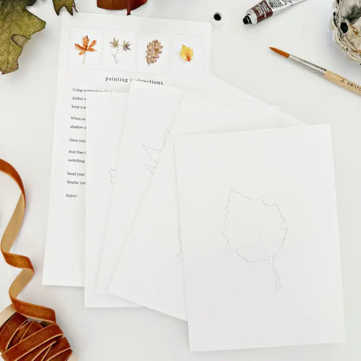 Paintable Notecard - Fall Leaves