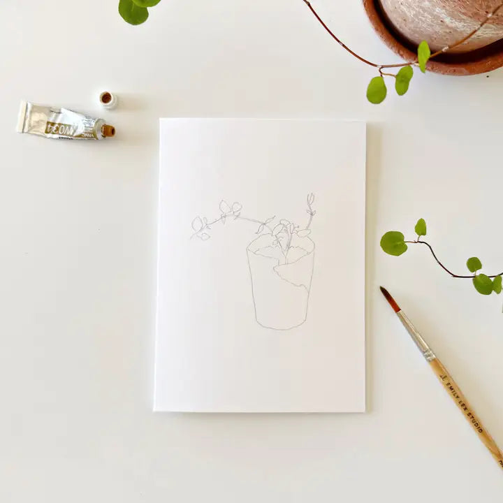 Paintable Notecard - Potted Plants