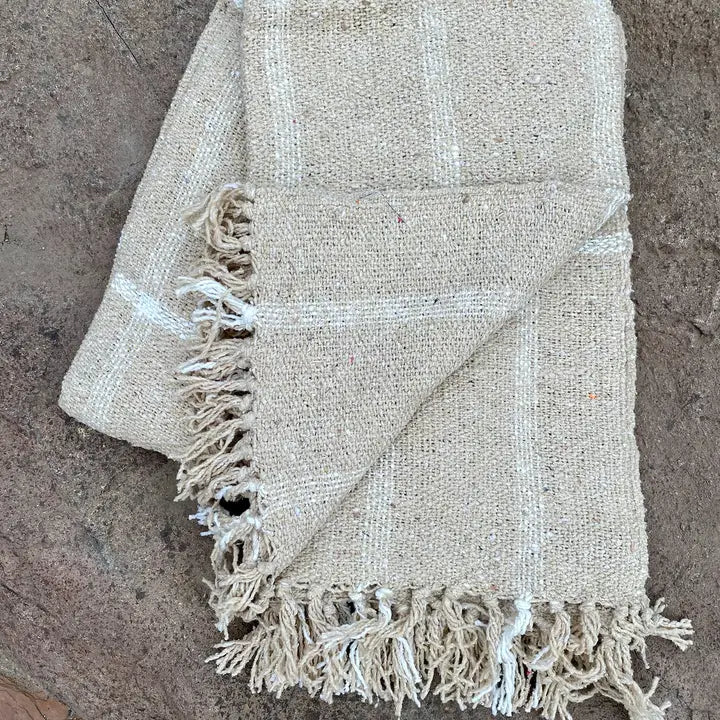 Sustainable Recycled Throw Blanket - Dune Plaid