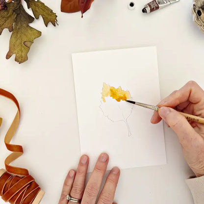 Paintable Notecard - Fall Leaves