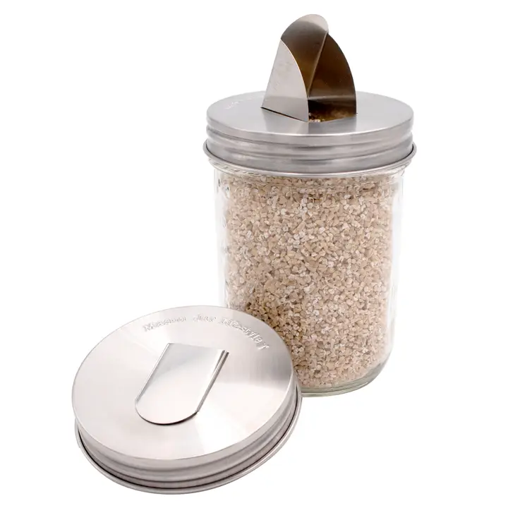 Stainless Steel Grain Dispensing Lid For Mason Jar - Wide Mouth