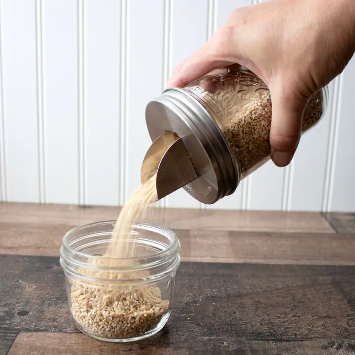 Stainless Steel Grain Dispensing Lid For Mason Jar - Wide Mouth