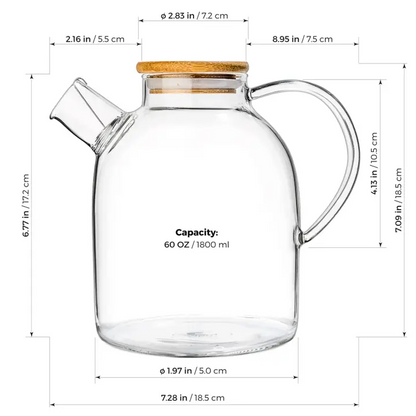 Large Glass Teapot Kettle - 60 oz