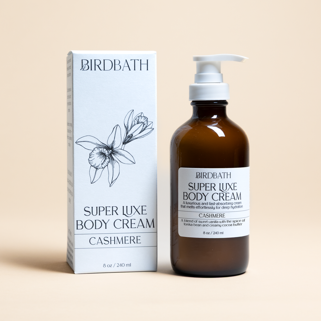 Cashmere Super Luxe jar with a white product box on a cream background.