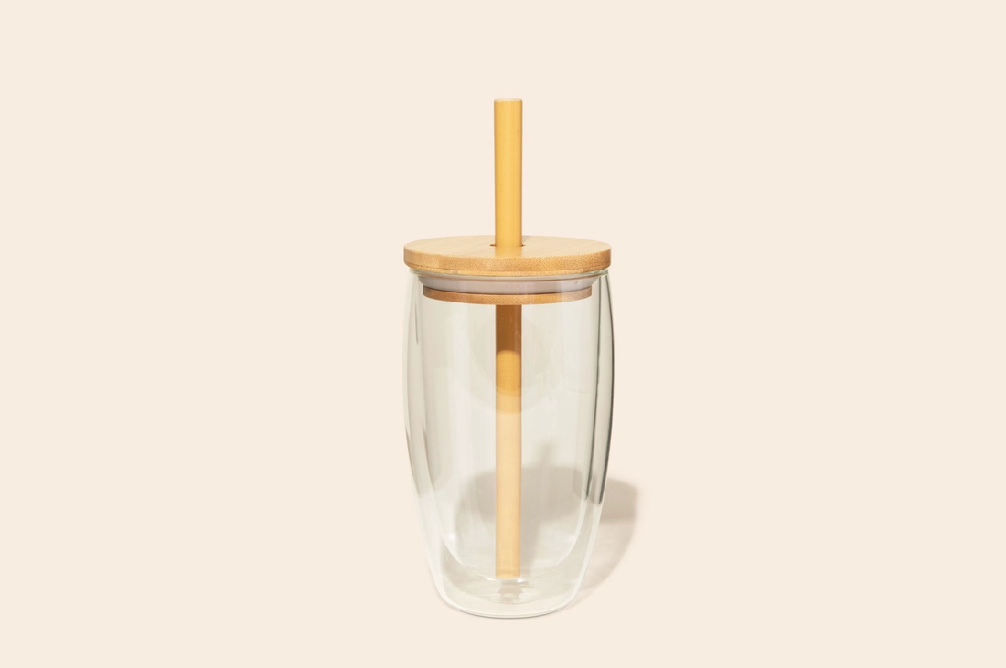 Reusable Glass Tumbler + Straw