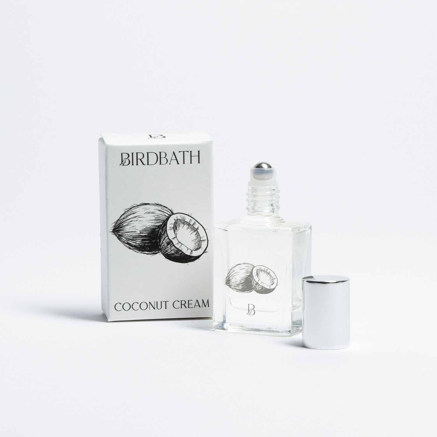 Birdbath Coconut Cream perfume bottle and packaging on a white background