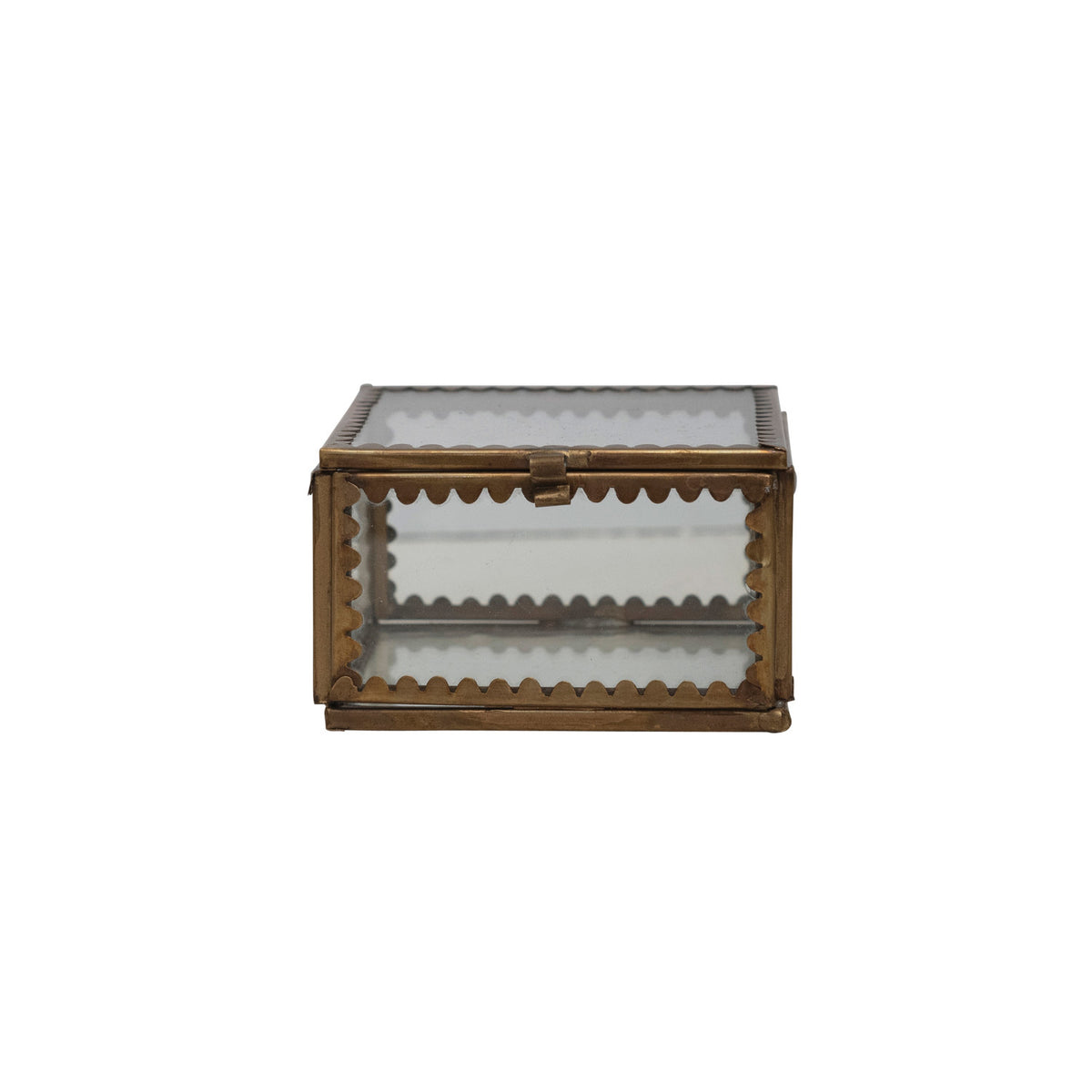 Brass &amp; Glass Display Box w/ Scalloped Edges