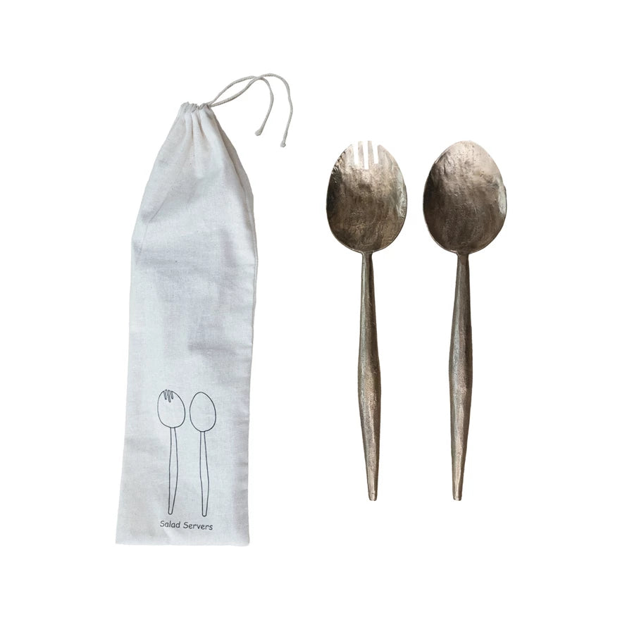 Hand-Forged Metal Salad Servers - Set of 2