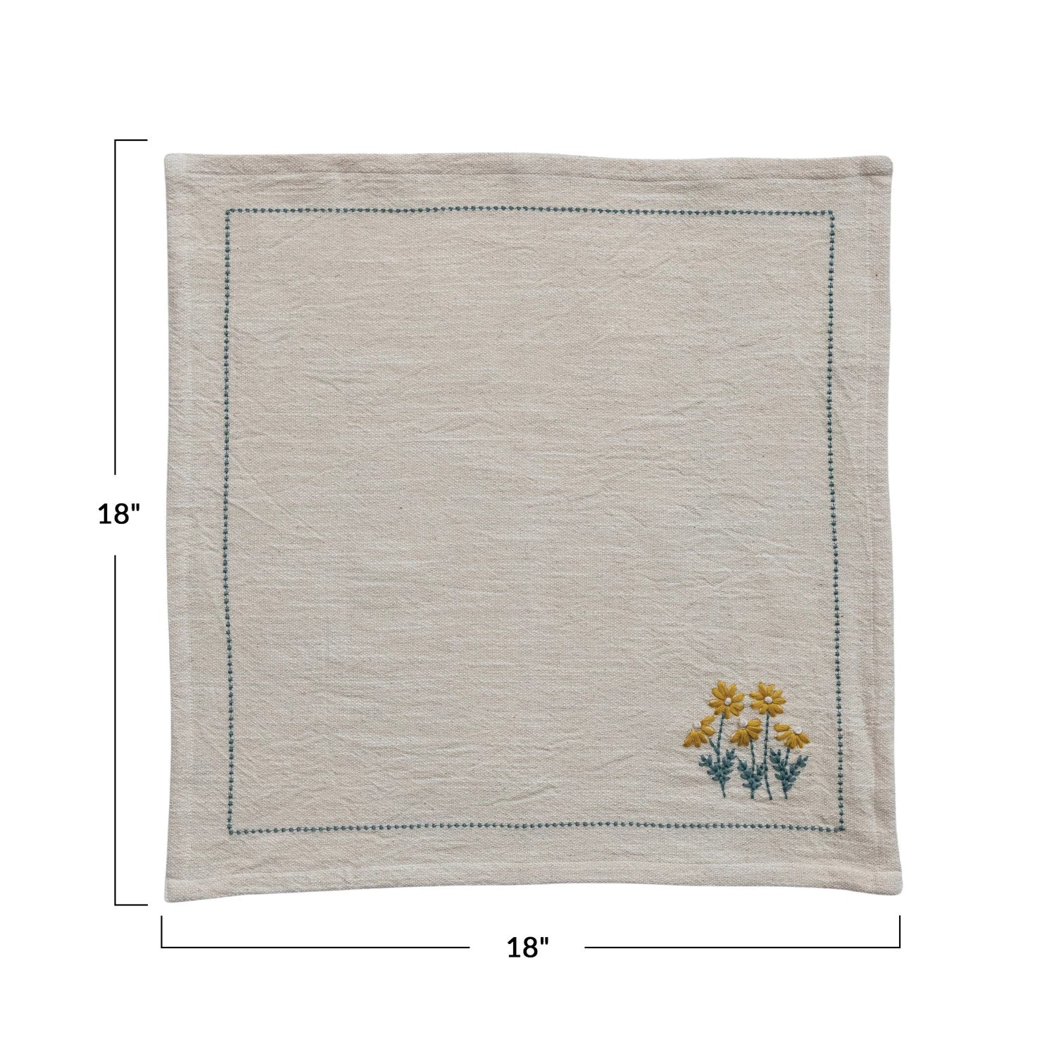 Cotton Napkins w/ Hand-Embroidery