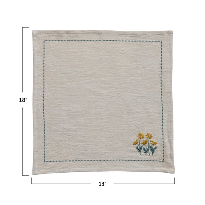 Cotton Napkins w/ Hand-Embroidery