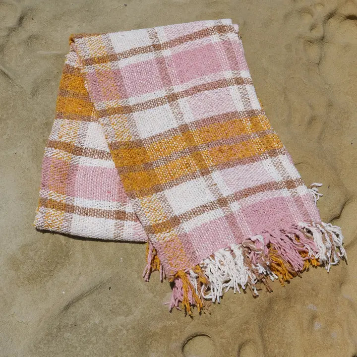 Sustainable Recycled Throw Blanket - Brunch Plaid