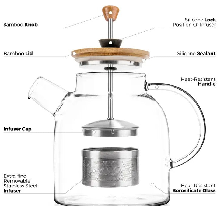 Large Glass Teapot Kettle with Infuser